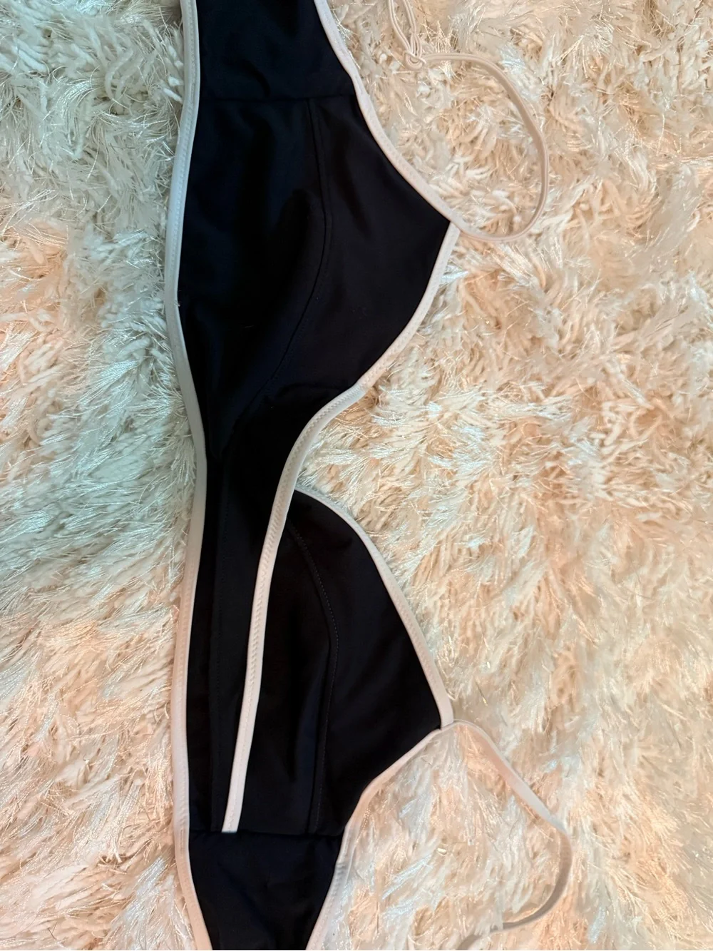 Topic of C Black Triangle Bikini Top with White Trim - Picture 3 of 6